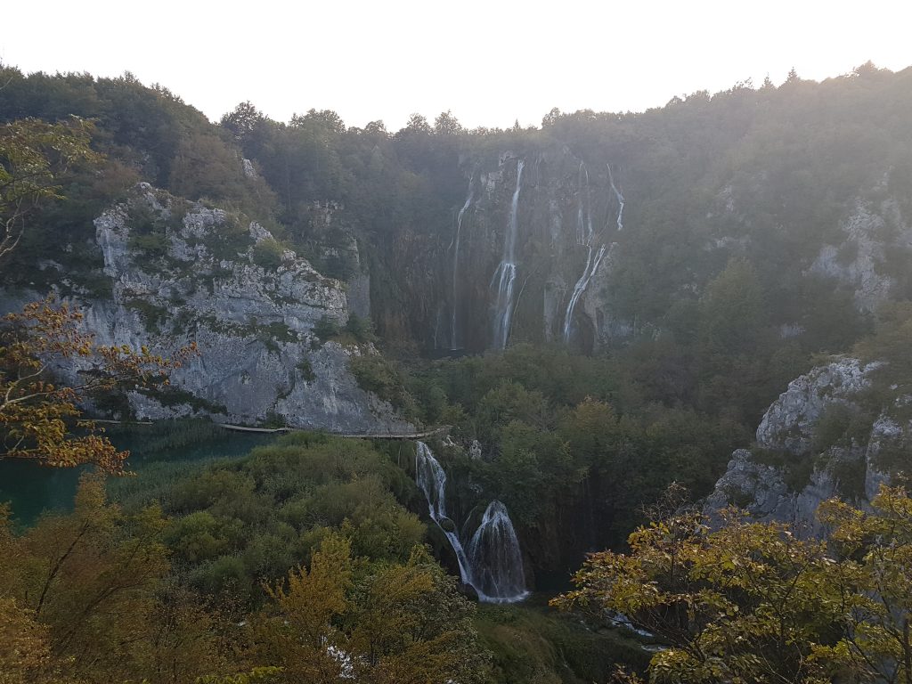 Plitvice Lakes National Park, evening, waterfalls, scenery, view