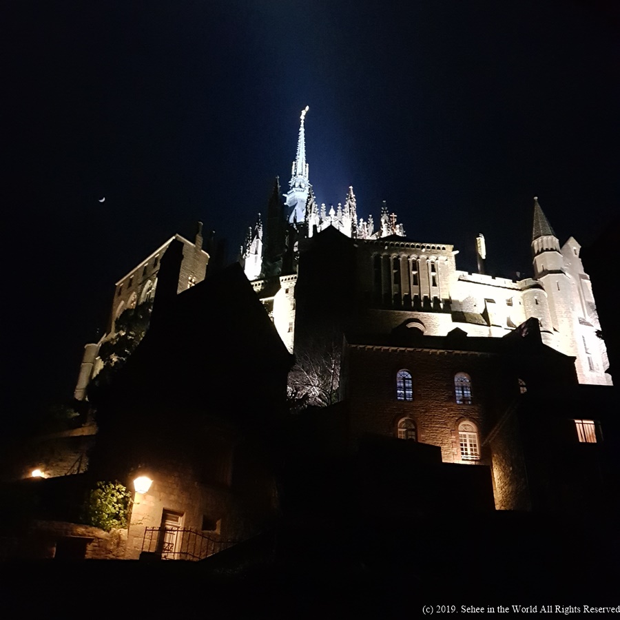 View of the Mont Saint Michel Abbey from our room window - Sehee in the World blog