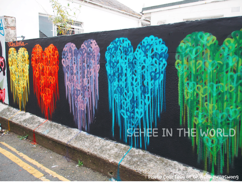 Brighton, Alley, Graffiti, hearts