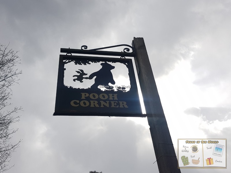 Pooh Corner tea room's hanging sign post - Hartfield, Ashdown Forest (Sehee in the World)
