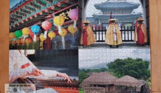 Creative DIY gift ideas - personalised jigsaw puzzle: a collage of 4 photos taken by ourselves in Korea-Sehee in the World