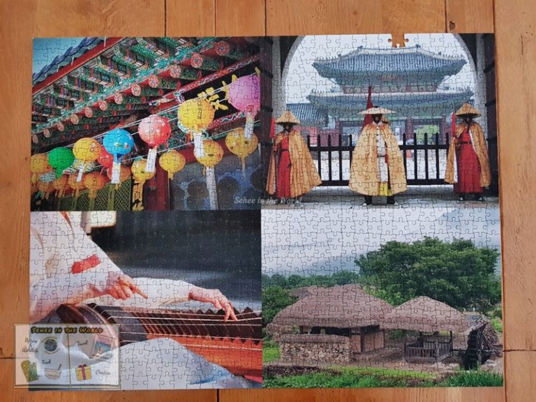 Creative DIY gift ideas - personalised jigsaw puzzle: a collage of 4 photos taken by ourselves in Korea-Sehee in the World