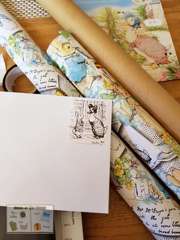 Creative DIY gift ideas - themed birthday gift presentation: Peter Rabbit stamp from scrap wrapping paper-Sehee in the World