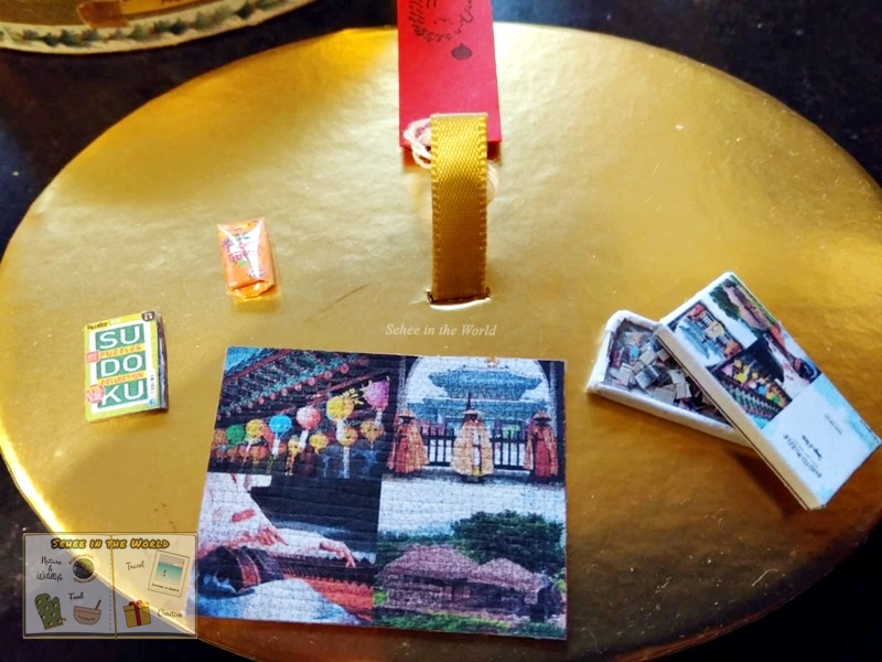 Handmade miniature items for a doll's house: Fruit Gums, Sudoku book, Jigsaw puzzle set - Sehee in the World