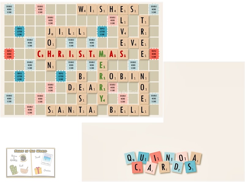 My own Christmas card design with Scrabble theme (front & back prints) - Sehee in the World